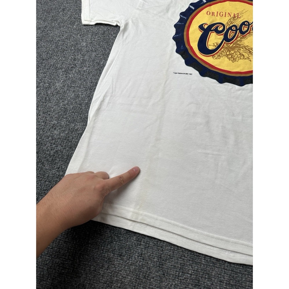 Mens T Shirt Coors Beer Logo Graphic White 1997 Bottle Cap, Size XL - Picture 7 of 7